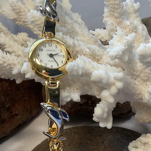 VTG ARENIX Gold Mother Of Pearl Retro Mod Watch NEEDS BATTERY Arenix womens watch - Gem main image 4