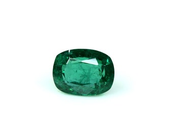 Natural Zambian Emerald Faceted Gemstone Cushion Shape Green Emerald Gemstone 5.20 Carat Ring Size Emerald Loose Gemstone 11x8 MM