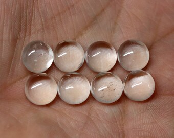 100% Natural Clear Quartz Cabochon Gemstone Round Shape White Quartz Loose Gemstone Ring Size Clear Quartz Wholesale Lot