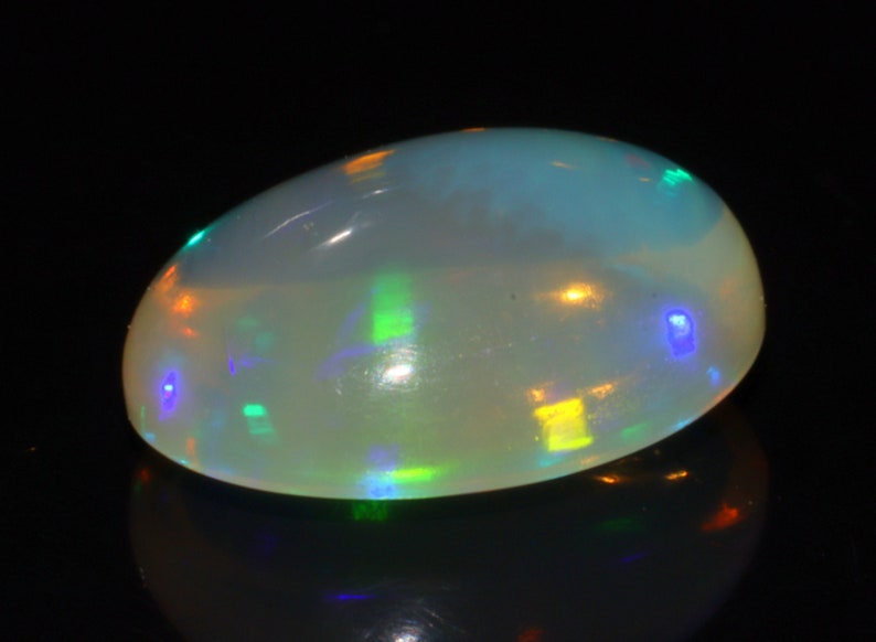 Marvelous Rainbow Fire Opal Cabochon Gemstone 1.80 Carat Oval Shape White Opal Cabochon Jewelry Gemstone 10x8x5 MM Sku= B125