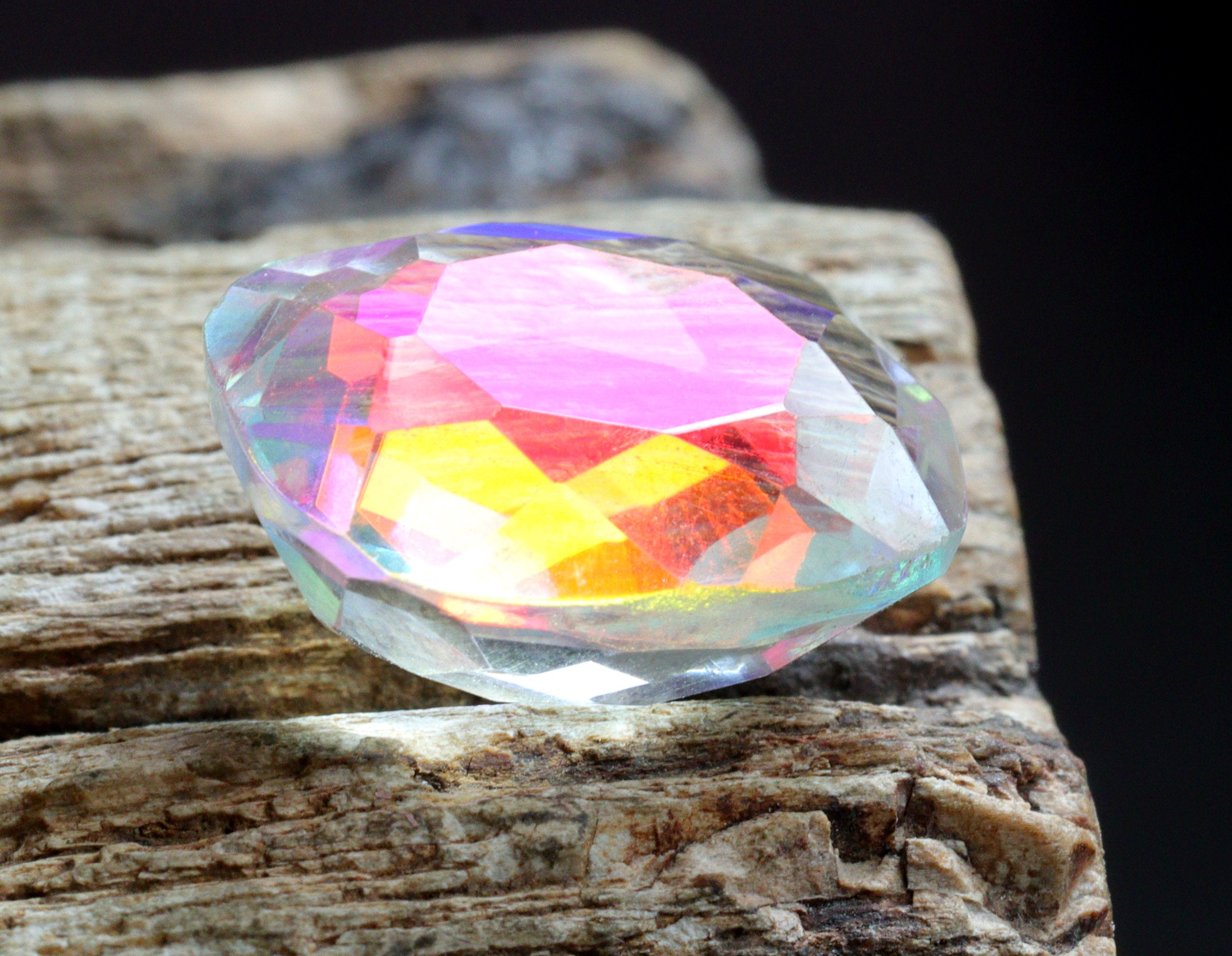 AAA Quality Natural Rainbow Quartz Faceted Gemstone Ring Size Etsy