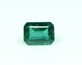 Émeraude zambienne naturelle à facettes en forme de rectangle, émeraude verte, 4,90 carats, taille de bague, émeraude en vrac, 11 x 8 mm