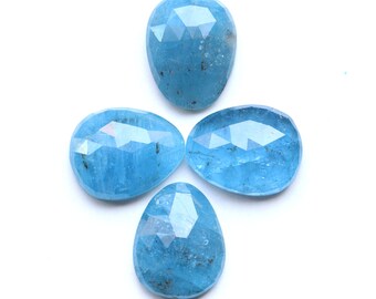 AAA Grade Natural Blue Aquamarine Rose cut Faceted Flat Back Loose Gemstone Egg Shape Aquamarine Wholesale Lot Use For Jewelry Gemstone