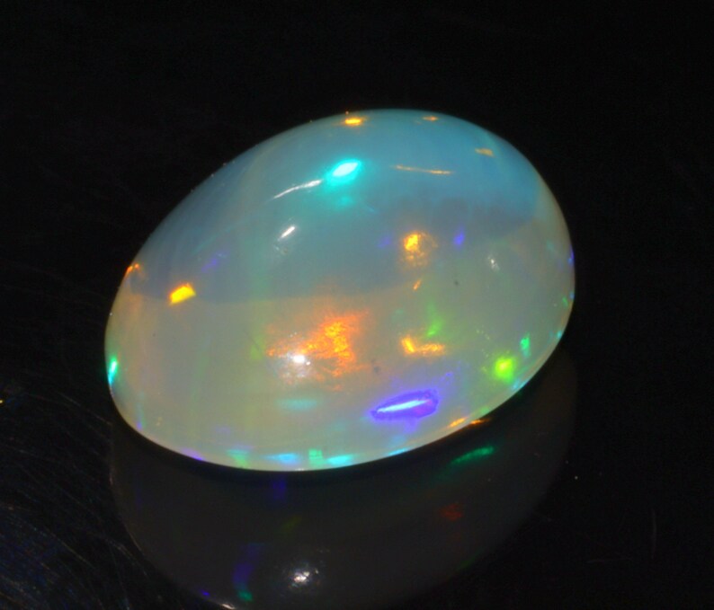 Marvelous Rainbow Fire Opal Cabochon Gemstone 1.80 Carat Oval Shape White Opal Cabochon Jewelry Gemstone 10x8x5 MM Sku= B125