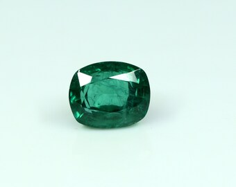 Natural Zambian Emerald Faceted Gemstone Cushion Shape Green Emerald Gemstone 4.70 Carat Ring Size Emerald Loose Gemstone 11x9 MM