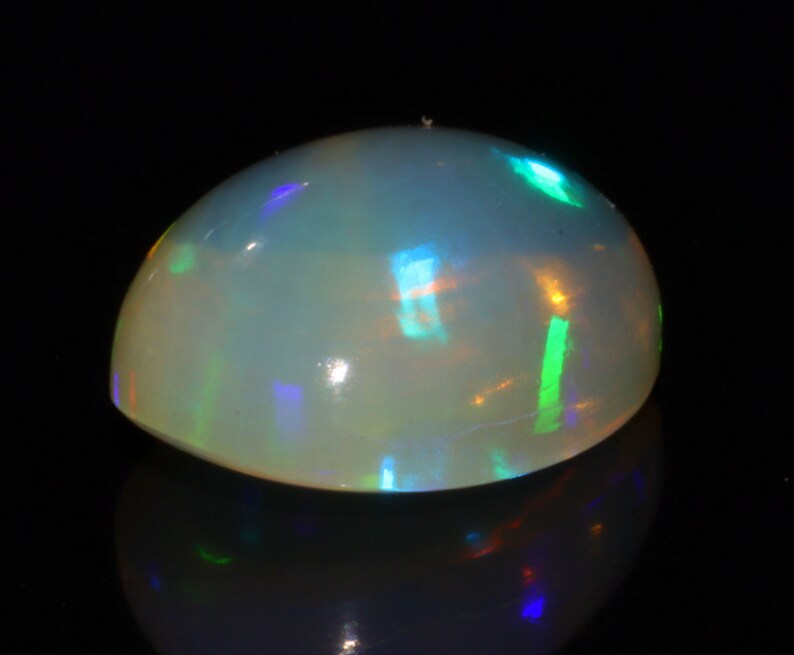 Marvelous Rainbow Fire Opal Cabochon Gemstone 1.80 Carat Oval Shape White Opal Cabochon Jewelry Gemstone 10x8x5 MM Sku= B125