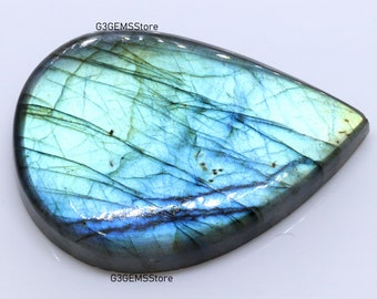 Blue Fire Labradorite Crystal, Labradorite Flashy Gemstone Fancy Shape Labradorite Cabochon Gemstone, 126.60 CRT 50x35x9 MM