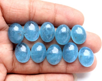 AAA+++Quality Natural Blue Aquamarine Cabochon Oval Shape Loose Gemstone Flat Back Aquamarine Wholesale lot Gemstone For Making Jewelry