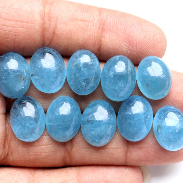 AAA +++ Qualité Bleu Naturel Aigue-marine Cabochon Ovale Forme Loose Gemstone Flat Back Aquamarine Wholesale lot Gemstone For Making Jewelry
