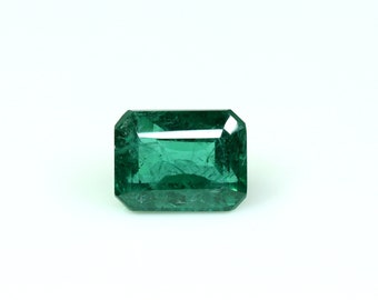 Émeraude zambienne naturelle, forme rectangulaire, pierre précieuse à facettes, émeraude verte, 6,10 carats, taille de bague, pierre précieuse en vrac, émeraude, 11 x 8 mm