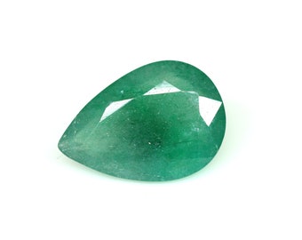 Beryl Emerald Faceted Gemstone Ring Size Emerald Pear Shape Emerald Loose Gemstone May Birthstone For Making Jewelry 5.96 CT 16x11 MM