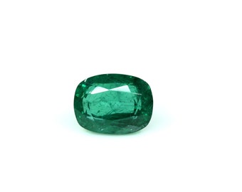 Natural Zambian Emerald Faceted Gemstone Cushion Shape Green Emerald Gemstone 5.10 Carat Ring Size Emerald Loose Gemstone 11x9 MM