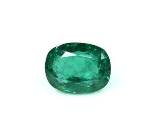 Natural Zambian Emerald Faceted Gemstone Cushion Shape Green Emerald Gemstone 6.80 Carat Ring Size Emerald Loose Gemstone 12x10 MM