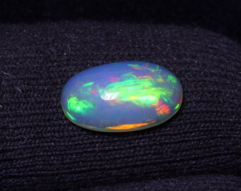 100% Natural Opal Cabochon Gemstone Ring Size Ethiopian Opal Loose Gemstone 12x7 MM Oval Shape Multi Fire Opal Gemstone 1.65 Carat