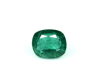 Natural Zambian Emerald Faceted Gemstone Cushion Shape Green Emerald Gemstone 5.40 Carat Ring Size Emerald Loose Gemstone 11x9 MM