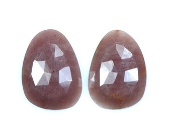 AAA+ Natural Brown Sapphire Faceted Gemstone, Rose Cut Slice,Sapphire 2 Pc Pair Fancy Shape Brown Sapphire For Jewelry Making