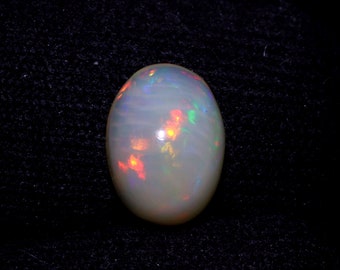 Natural Opal Cabochon Gemstone, Multi Fire Opal Gemstone, 2.35 Cts Oval Shape Ethiopian Opal Gemstone 10x7x5 MM Making For Jewelry.