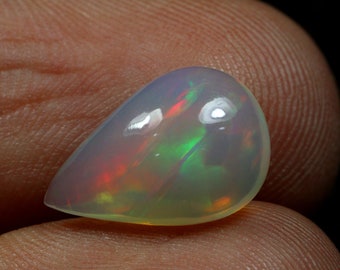 Natural Ethiopian Opal Pear Shape Gemstone Multi Welo Fire Opal Loose Gemstone Opal Cabochon Gemstone 2.80 CRT 14x9 MM Gift For Her.