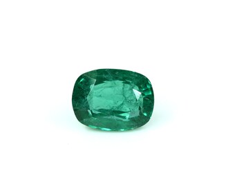 Natural Zambian Emerald Faceted Gemstone Cushion Shape Green Emerald Gemstone 4.30 Carat Ring Size Emerald Loose Gemstone 11x8 MM