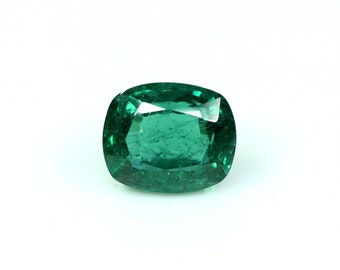 Natural Zambian Emerald Faceted Gemstone Cushion Shape Green Emerald Gemstone 5.70 Carat Ring Size Emerald Loose Gemstone 11x9 MM