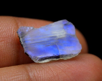 Natural Blue Fire Rainbow Moonstone Raw Rough Gemstone 8.65 CT 17x12 MM Ring Size White Rainbow Moonstone Raw Rough Gemstone