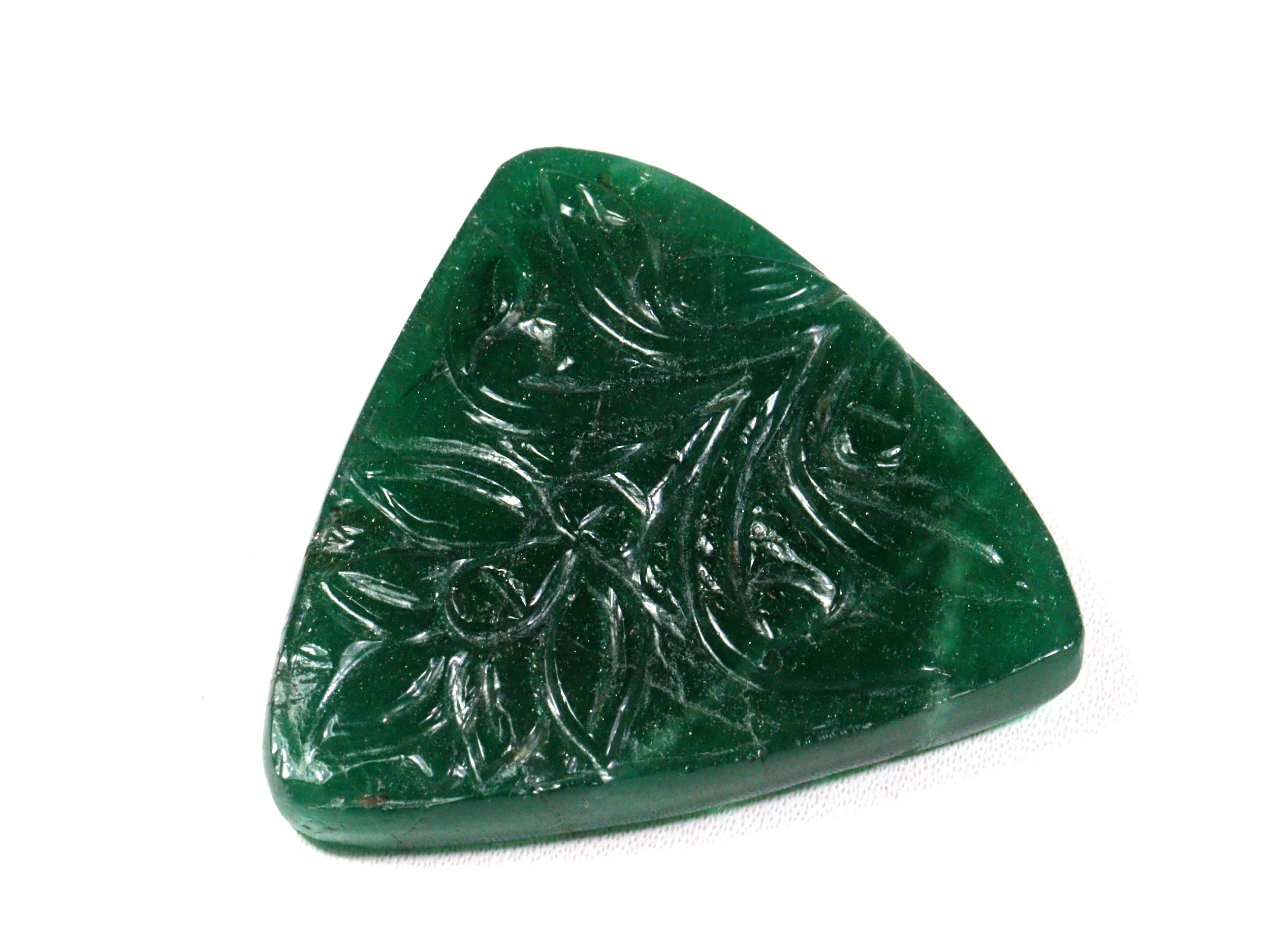 Beryl Emerald Carved Gemstone Emerald Trillion Shape Gemstone | Etsy