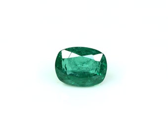 Natural Zambian Emerald Faceted Gemstone Cushion Shape Green Emerald Gemstone 4.80 Carat Ring Size Emerald Loose Gemstone 11x9 MM