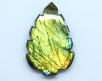 AAA++ Quality Natural Flashy Fire Labradorite Cabochon Gemstone 77.40 CT 43x29x8 MM Pendant Size Leaf Shape Labradorite Loose Gemstone