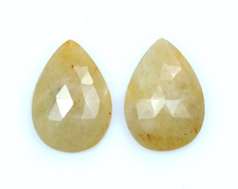 AAA+ Natural Yellow Sapphire Faceted Gemstone, Rose Cut Slice, Sapphire Matched Pair For Making Earring Loose Stone, 9.75 Carat For Jewelry