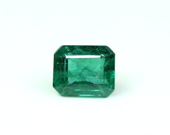 Émeraude zambienne naturelle à facettes, forme rectangulaire, émeraude verte, 7,00 carats, taille de bague, émeraude en vrac, 12 x 10 mm