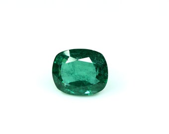 Natural Zambian Emerald Faceted Gemstone Cushion Shape Green Emerald Gemstone 5.50 Carat Ring Size Emerald Loose Gemstone 11x9 MM