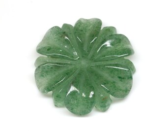 Natural Green Aventurine Crystal - Beautiful Flower Carved Loose Gemstone - 33mm Green Aventurine Stone - Hand Carved Aventurine Jewelry