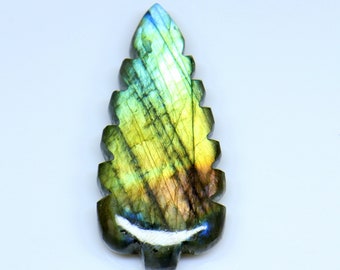 AAA++ Quality Natural Flashy Fire Labradorite Cabochon Gemstone 62.50 CT 49x22x8 MM Pendant Size Leaf Shape Labradorite Loose Gemstone