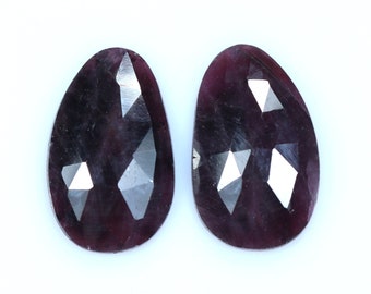 AAA+ Natural Blue Sapphire Faceted Gemstone, Rose Cut Slice,Sapphire 2 Pc Pair Fancy Shape Blue Sapphire For Jewelry Making