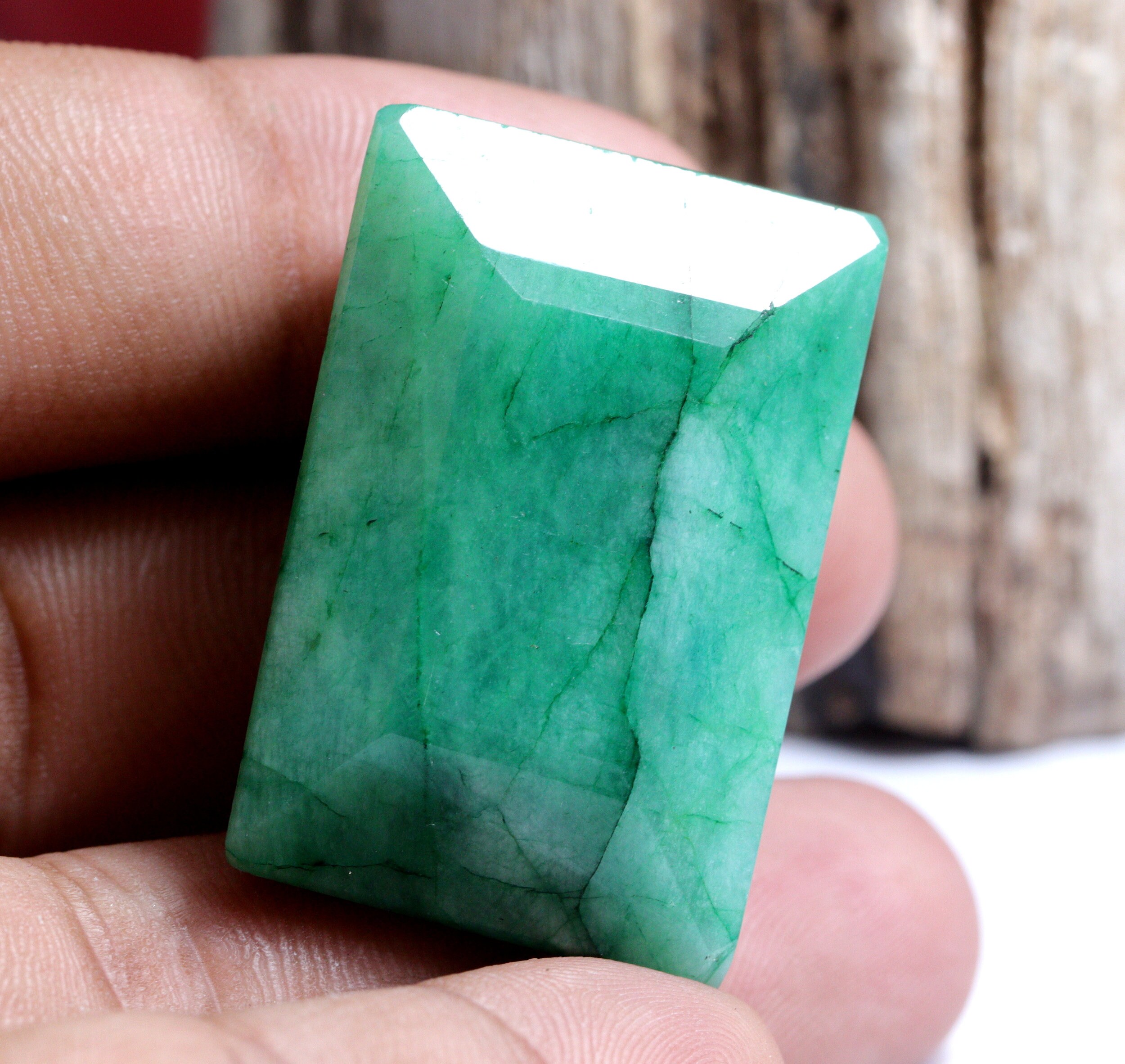 Beryl Green Emerald Faceted Gemstone Rectangle Shape Loose Etsy