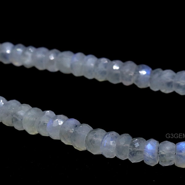 AAA+ Moonstone Faceted Beads Gemstone 10 Inches Rondelle Shape Beaded Bracelet Blue Fire Moonstone Gemstone 7x3 MM