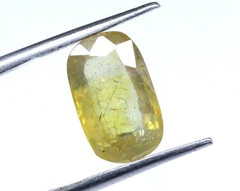 Yellow Bangkok Sapphire Faceted Gemstone Ring Size Sapphire Rectangle Shape Yellow Sapphire Loose Gemstone For JewelryMaking 5.70CT 13x8x5MM