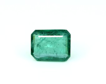 Émeraude zambienne naturelle à facettes en forme de rectangle, émeraude verte, 4,40 carats, taille de bague, émeraude en vrac, 11 x 9 mm