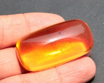 High Quality Amber Cabochon Gemstone Orange Amber Rectangle Cut Shape Loose Amber Stone 58.50 CT 47x24 MM