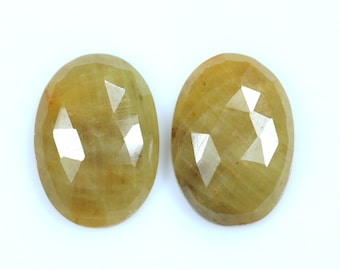AAA+ Natural Yellow Sapphire Faceted Gemstone, Rose Cut Slice, Sapphire Matched Pair For Making Earring Loose Stone, 23.35 Carat For Jewelry
