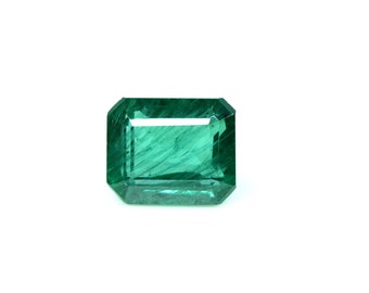 Natural Zambian Emerald Faceted Gemstone Rectangle Shape Green Emerald Gemstone 5.40 Carat Ring Size Emerald Loose Gemstone 10x9 MM