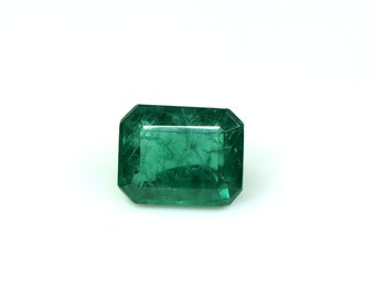 Émeraude zambienne naturelle à facettes, forme rectangulaire, émeraude verte, 5,70 carats, taille de bague, émeraude, en vrac, 11 x 9 mm