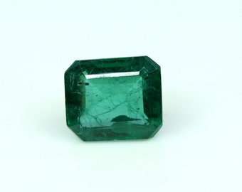 Émeraude zambienne naturelle, forme rectangulaire, pierre précieuse à facettes, émeraude verte, 6,20 carats, taille de bague, pierre précieuse en vrac, émeraude, 11 x 10 mm