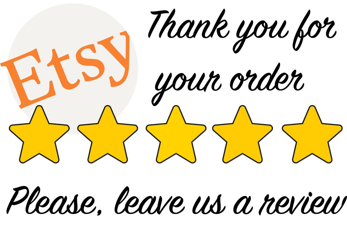 Etsy Review Printable. 5 Stars Review Digital File. Leave Us a Etsy