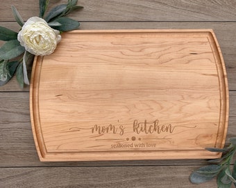 Personalized Laser Engraved Maple, Cherry, or Walnut Wood Cutting Board