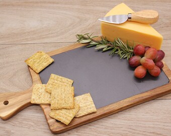 Laser Engraved Acacia Wood/Slate Charcuterie and Cutting Board