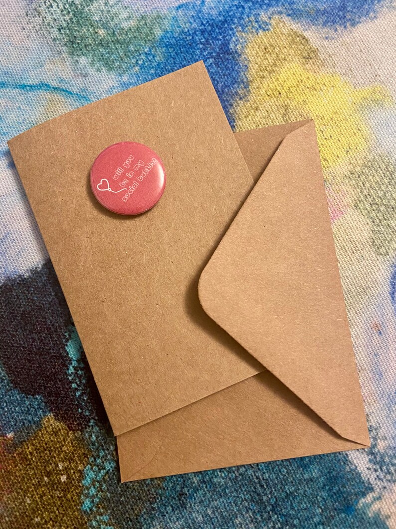 Super cute Valentine card with \u2018will you be in my social bubble\u2019 1 inch badge