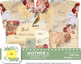 Mother's Victorian Roses Journal Kit: Dekorative Seiten und Add-ons