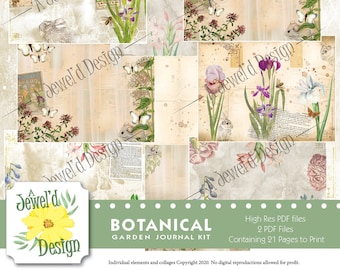 Botanical Iris & Floral Herb Garden Journal Kit (Alles enthalten)