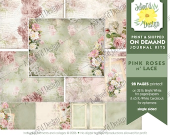 Pink Roses and Lace Journal Kit - ON DEMAND Print N' Shipped Journal Kits!